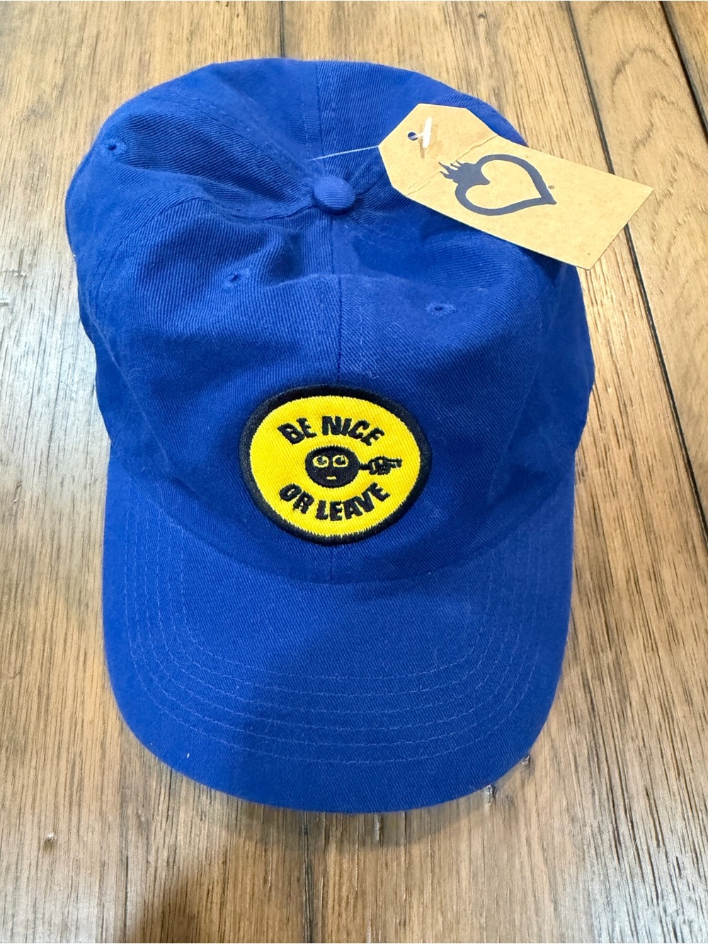 Blue 'Be Nice or Leave' Embroidered Patch Baseball Cap
